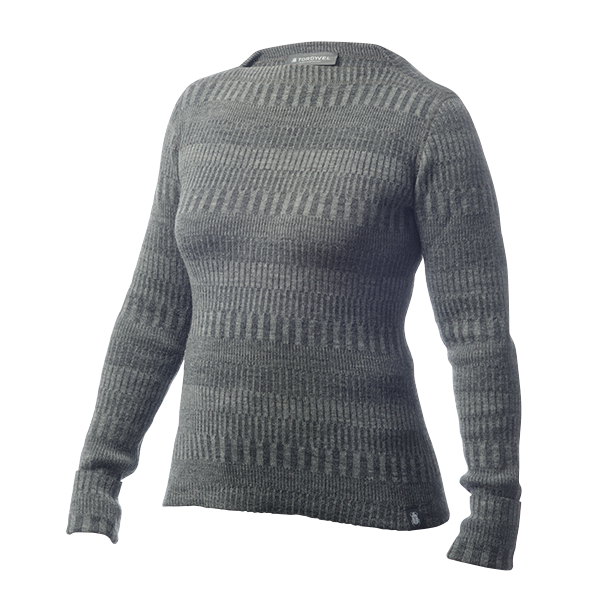 Ulltröja båthals organic wool sweater boatneck grey