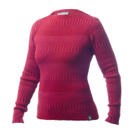 Ulltröja båthals organic wool sweater boatneck redpink