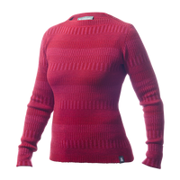 Ulltröja båthals organic wool sweater boatneck redpink
